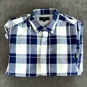 Mens blue flannel LS button up shirt